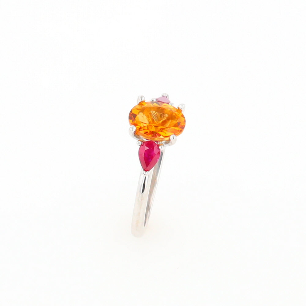 Fall Season Citrine and Ruby Ring