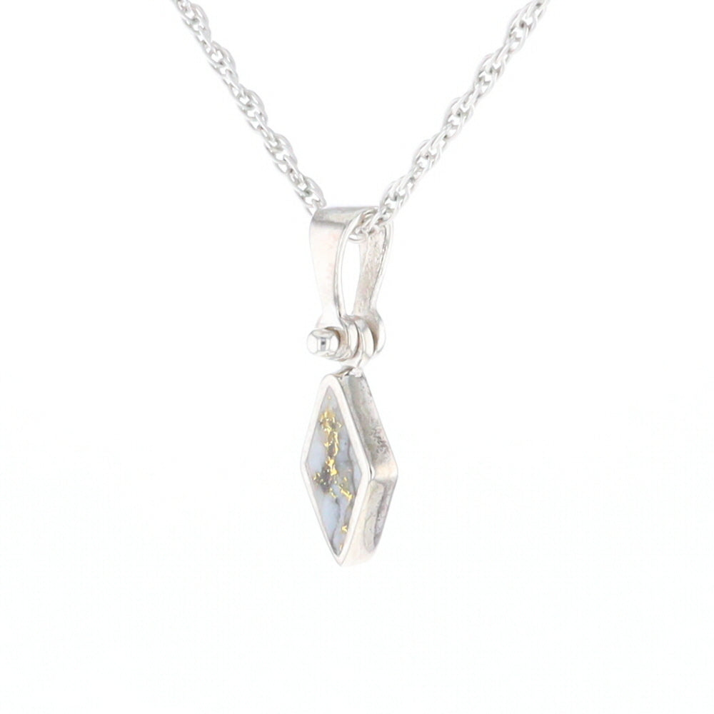 Sterling Silver Gold Quartz Inlaid Diamond Pendant - G3