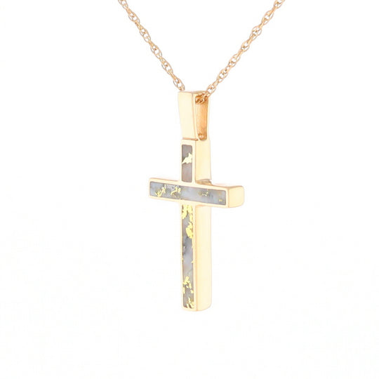 Three Section Gold Quartz Cross - G2