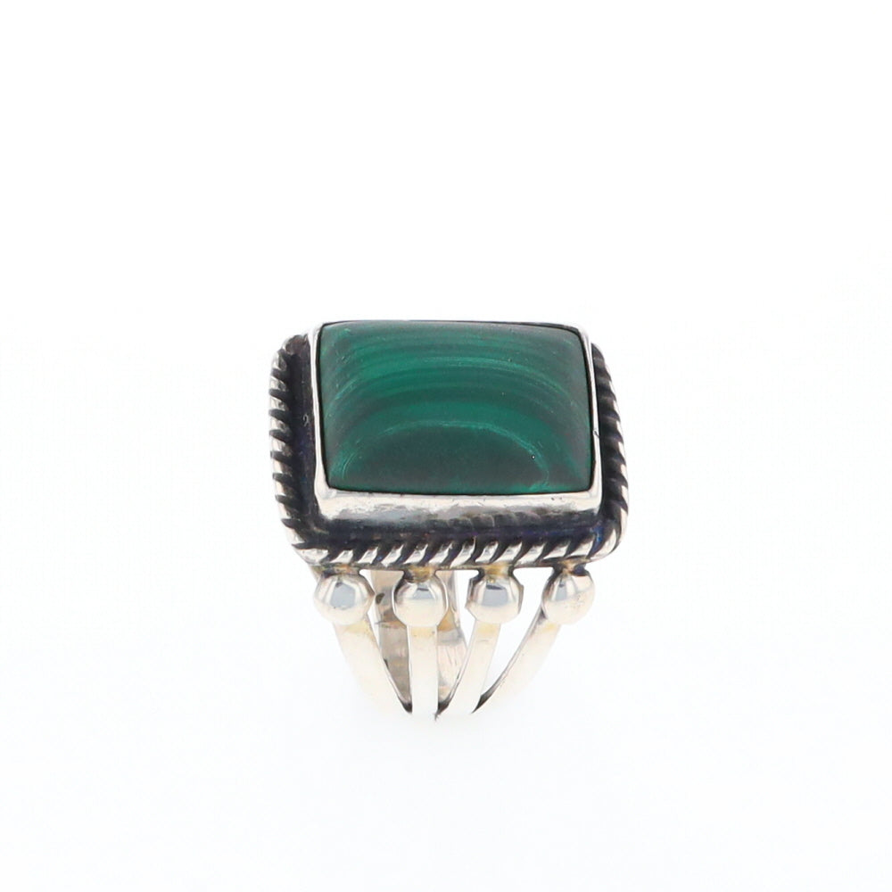 Native Rectangle Malachite Ring