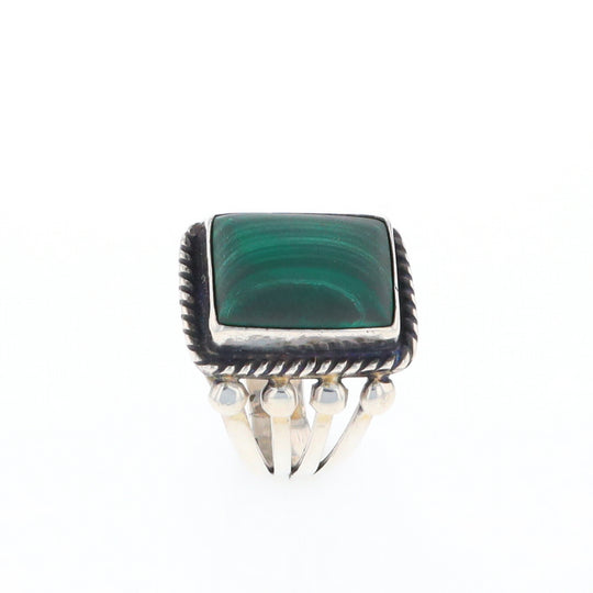 Native Rectangle Malachite Ring