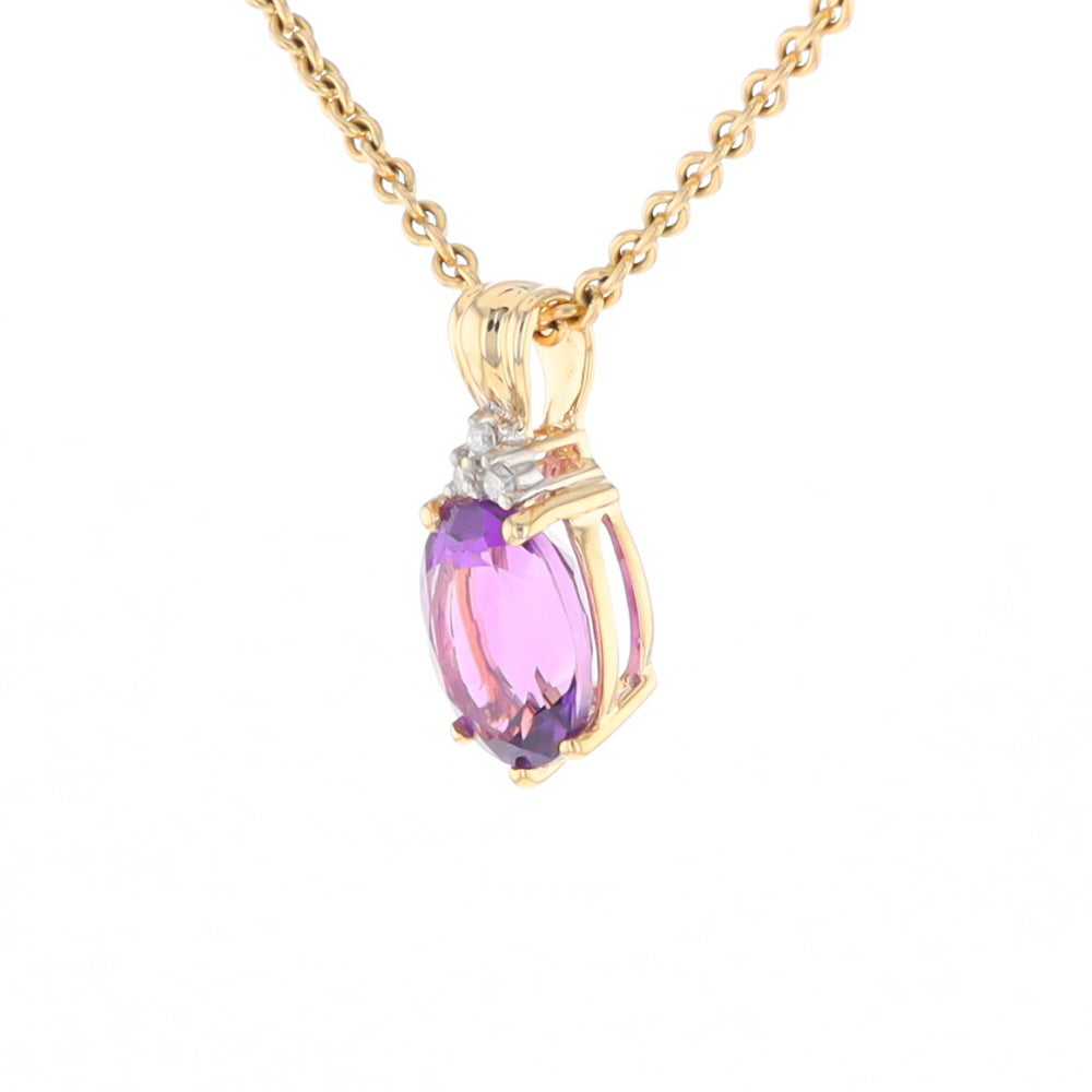 Oval Amethyst Diamond Pendant