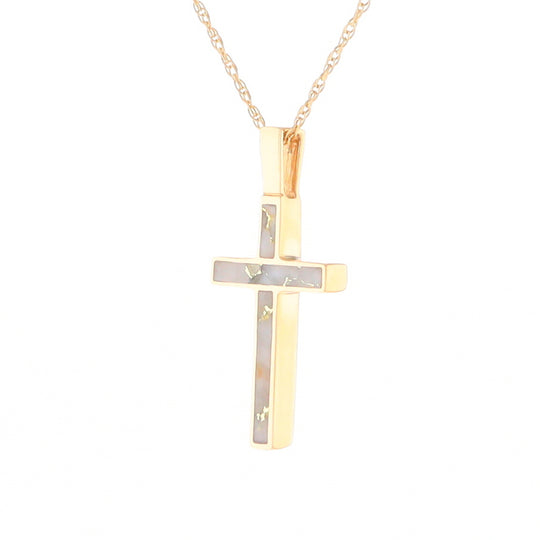 Three Section Gold Quartz Cross - G2