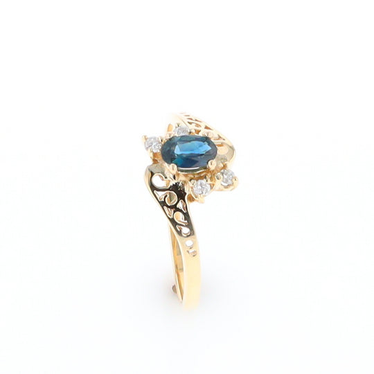 Oval Sapphire Diamond Bypass Ring