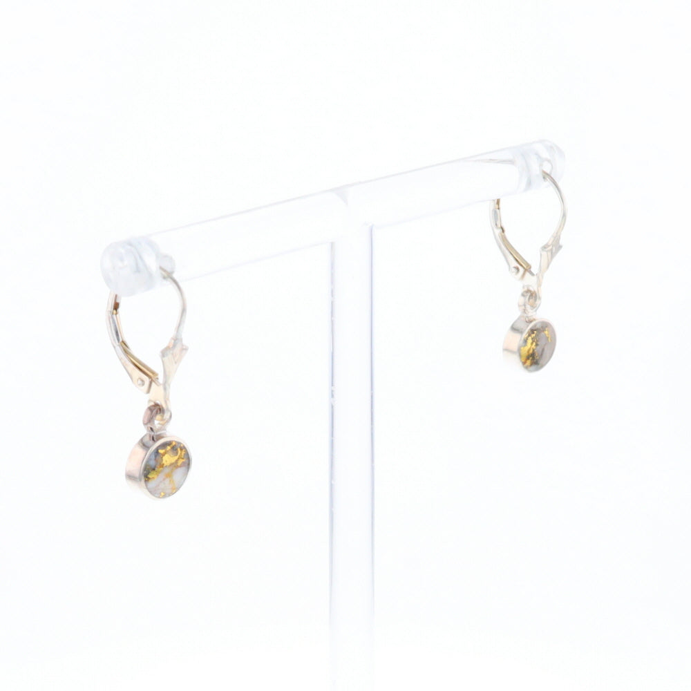 Gold Quartz Inlaid Round Bezel Earrings