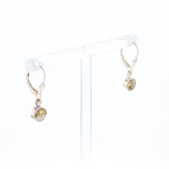 Gold Quartz Inlaid Round Bezel Earrings