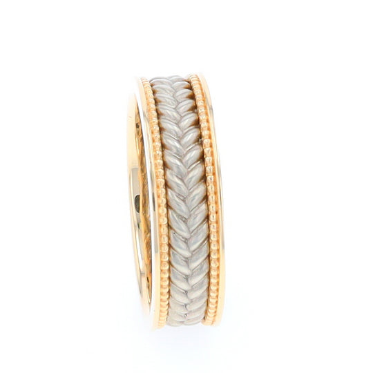 Braided White and Yellow Gold Men's Ring