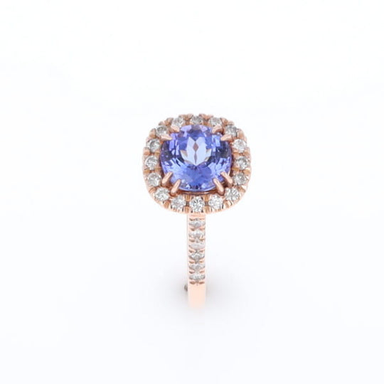 Rose Gold Tanzanite Halo Ring