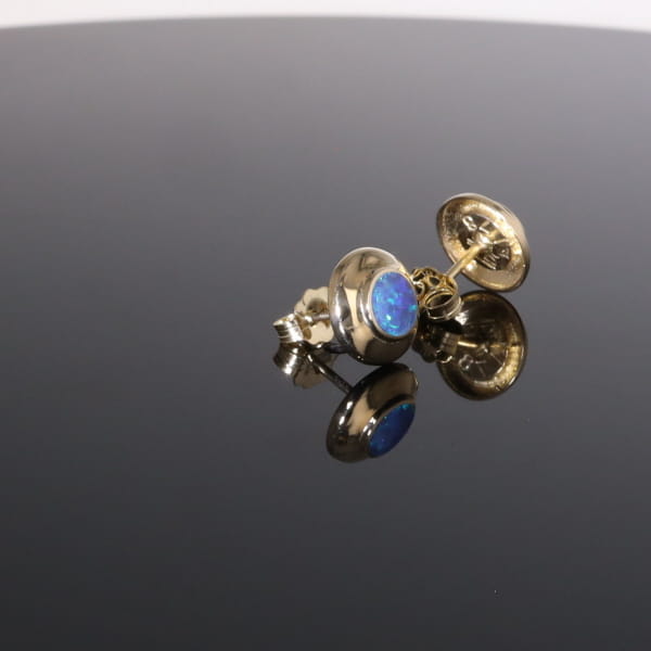 Opal Earrings Round Inlaid Design Studs