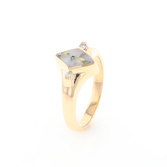 G2 Gold Quartz Ring Diamond Shape Inlaid with 0.05ctw Round Diamonds