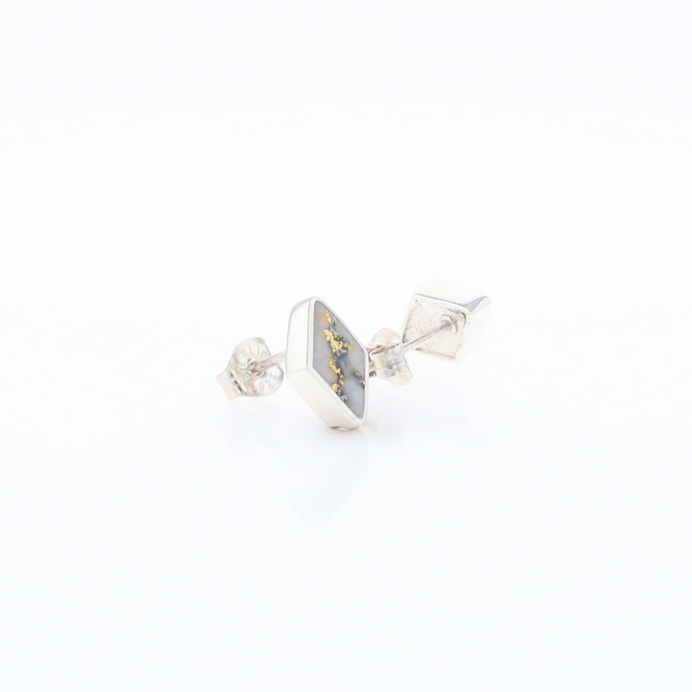 Sterling Silver Gold Quartz Inlaid Diamond Stud Earrings - G3