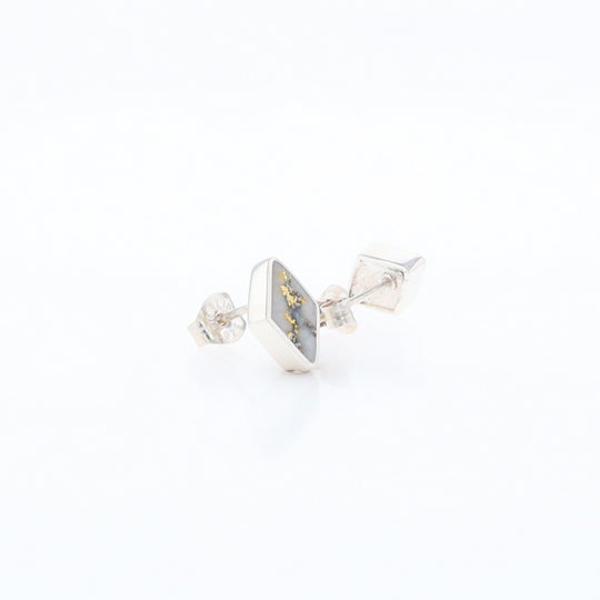 Sterling Silver Gold Quartz Inlaid Diamond Stud Earrings - G3