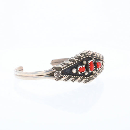 Sterling Silver Coral Cuff Bracelet