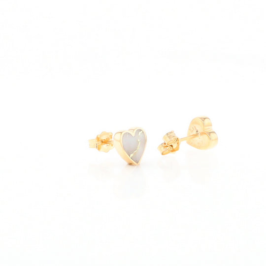 Gold Quartz Heart Stud Earrings - G2