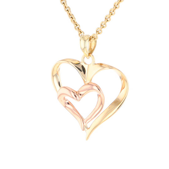 Two-Tone Double Heart Pendant