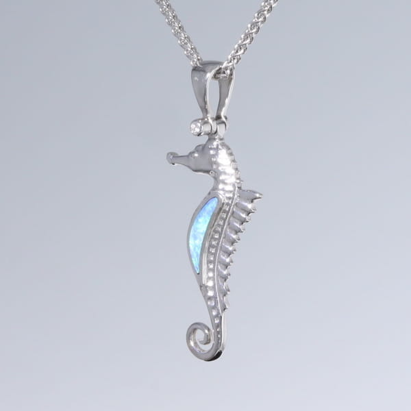Opal Pendant Inlaid Realistic Sea Horse Design