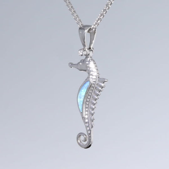 Opal Pendant Inlaid Realistic Sea Horse Design