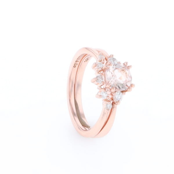 Two Ring Morganite Wedding Set
