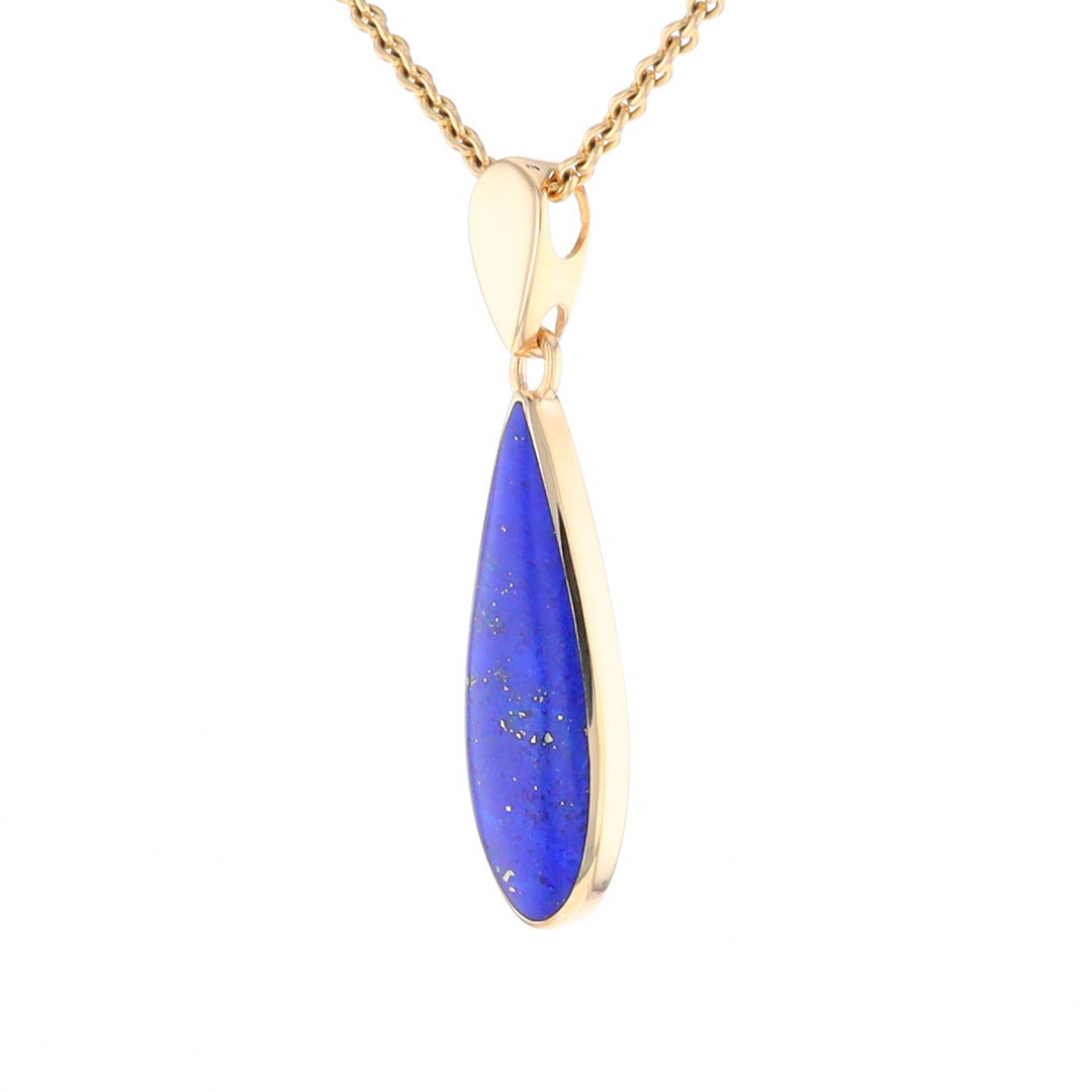 Lapis Tear Drop Inlaid Design Pendant