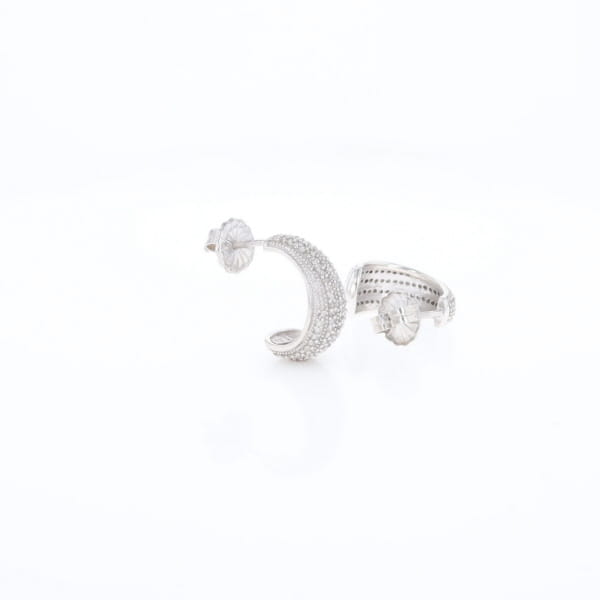 Diamond Half Hoop Stud Earrings