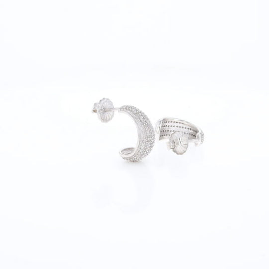 Diamond Half Hoop Stud Earrings
