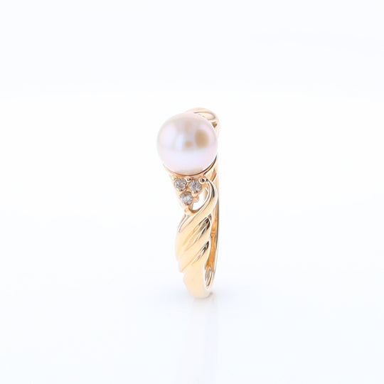 Pearl and Diamond Twist Ring