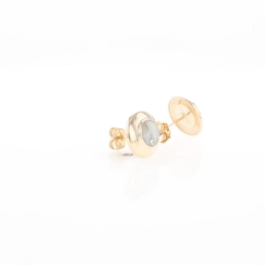 Gold Quartz Earrings Round Inlaid Design