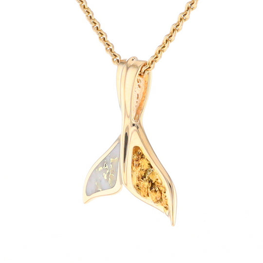 Whale Tail Necklaces Natural Gold Quartz and Nuggets Inlaid Pendant