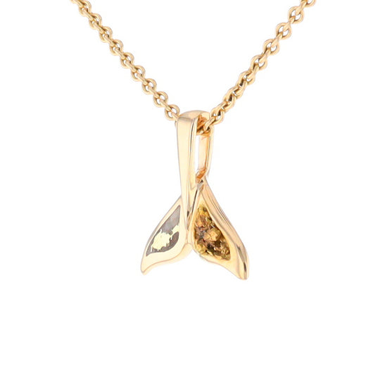 Small Whale Tail Gold Quartz and Gold Nugget Pendant