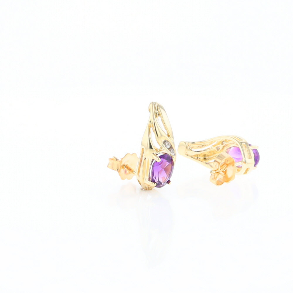 Amethyst and Diamond Pear Shaped Earrings