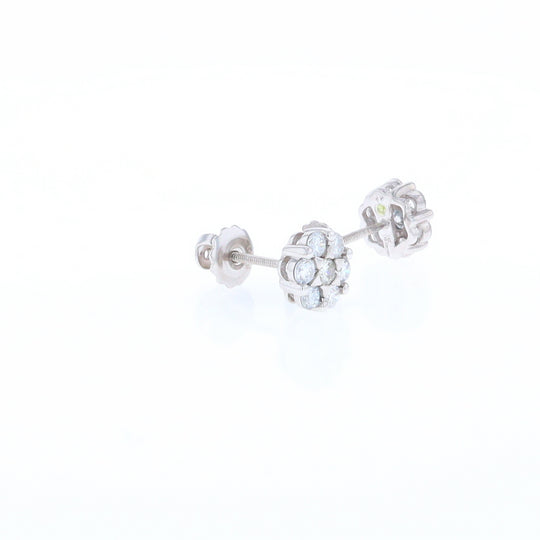 White Gold Diamond Cluster Stud Earrings