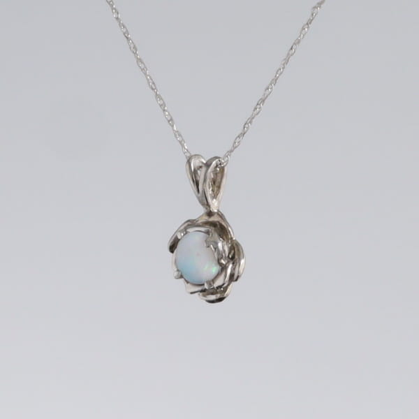 White Opal Flower Pendant