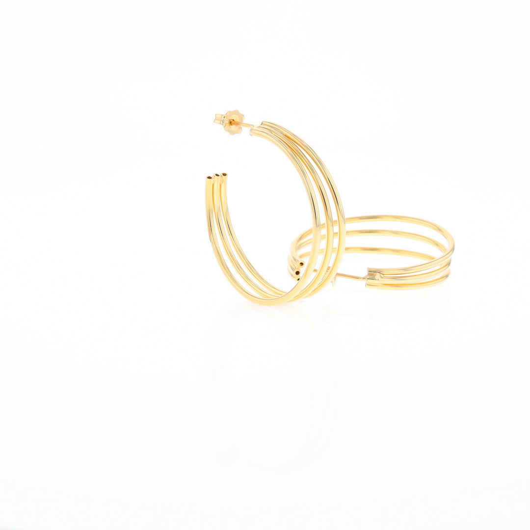 Three Bar Gold Hoop Earrings