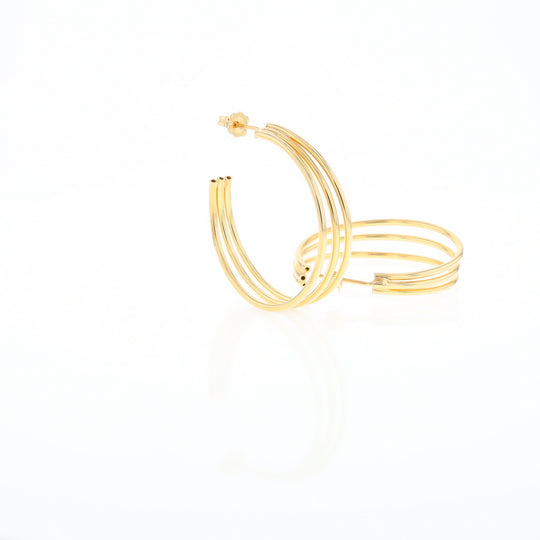 Three Bar Gold Hoop Earrings