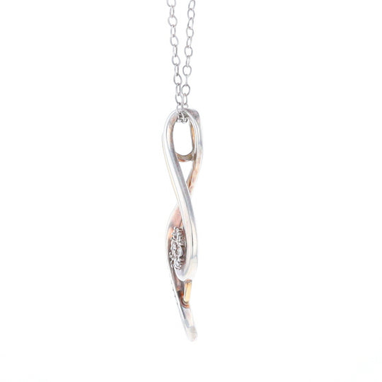 Sterling Silver and 10K Gold Diamond Infinity Swirl Necklace