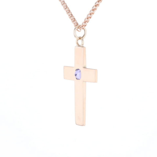 Cross Pendant with Purple Sapphire