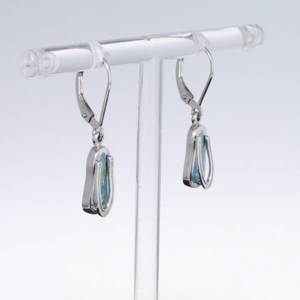 Opal Earrings Sandal Inlaid Design Lever Backs
