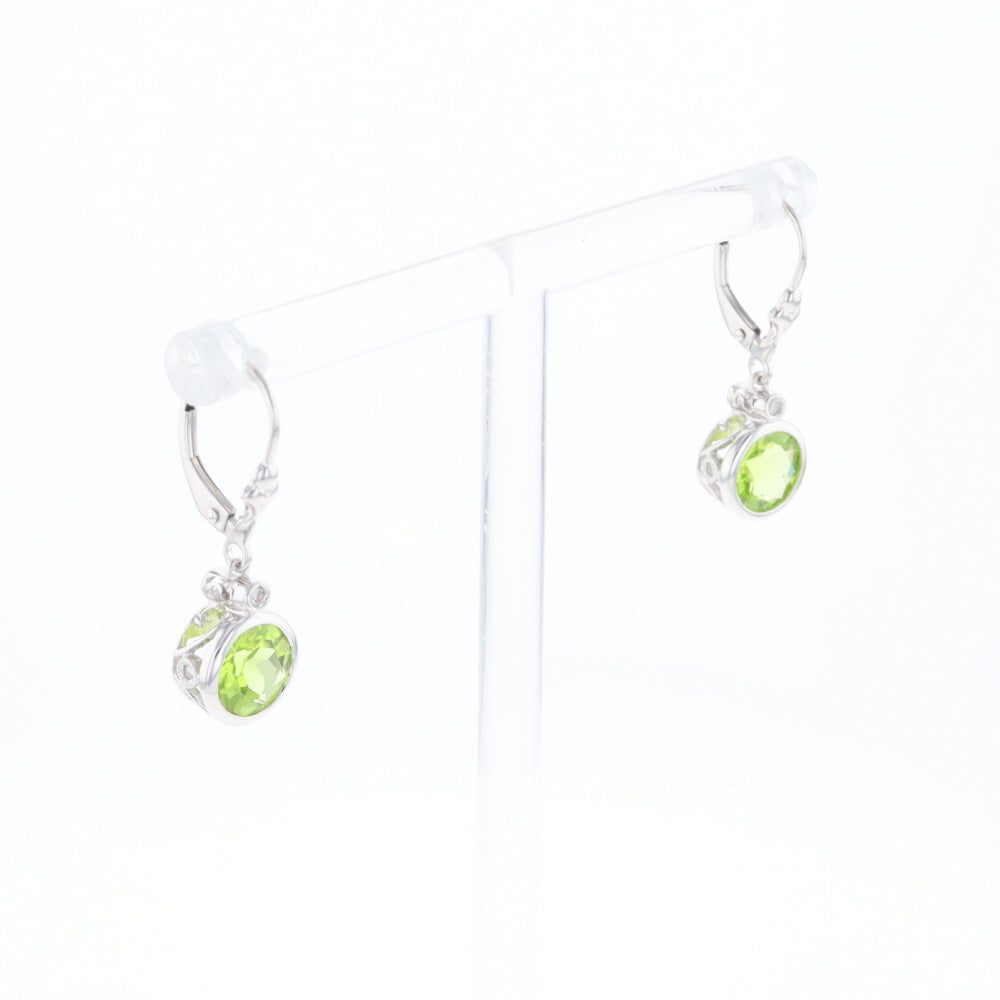 Peridot Dangle Earrings with Diamond Accents