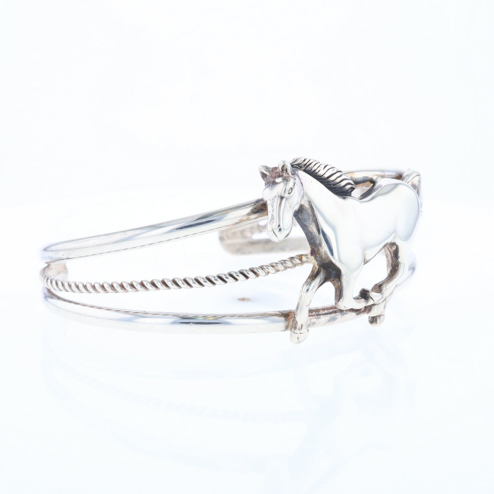 Silver Horse Native Cuff Bracelet