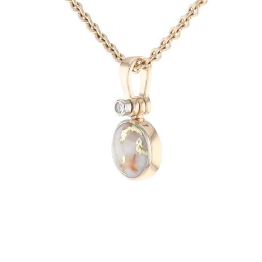 Round Gold Quartz Inlaid Pendant