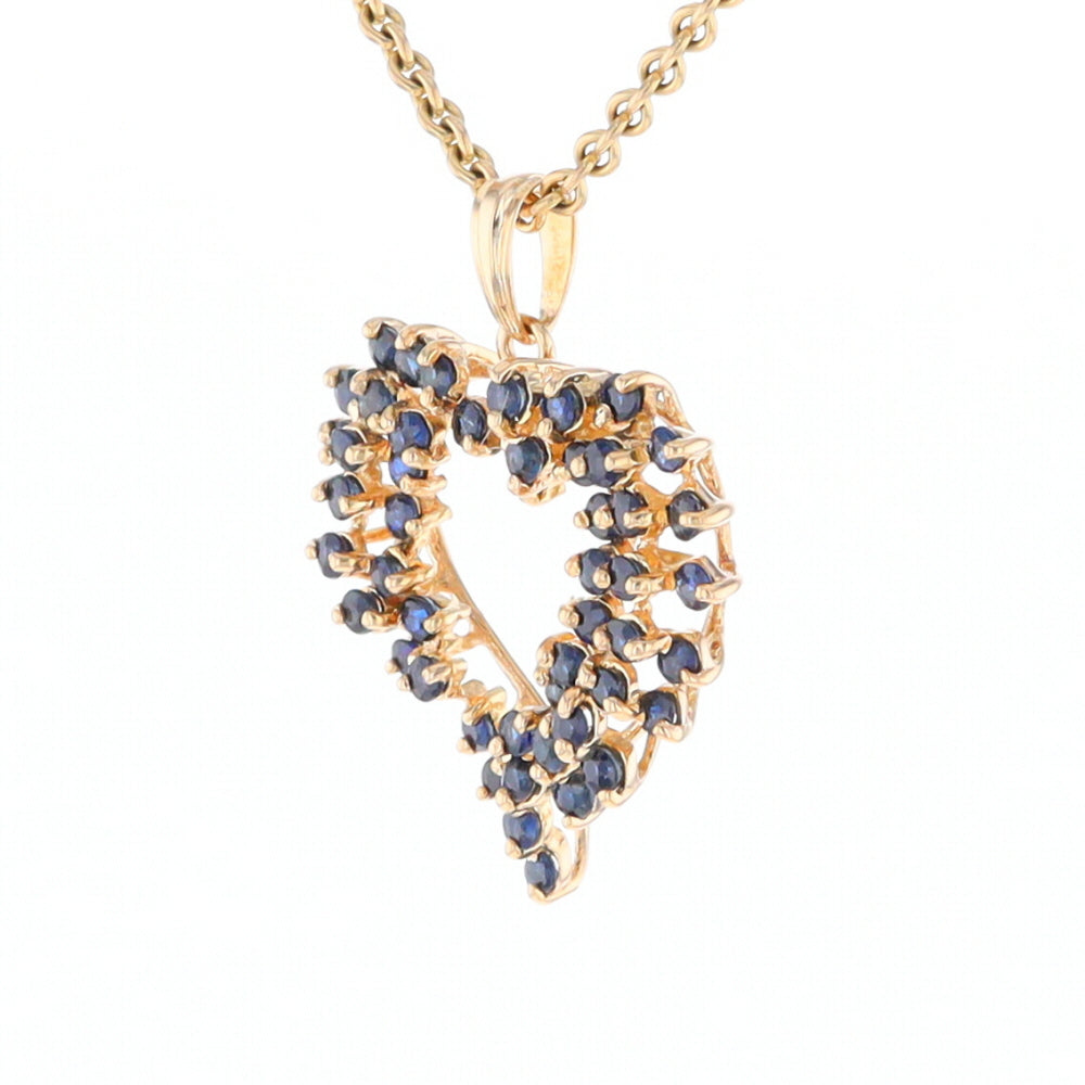 Bursting Sapphire Open Heart Pendant