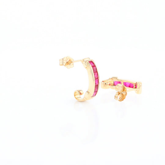 Channel Ruby Semi-Hoop Earrings