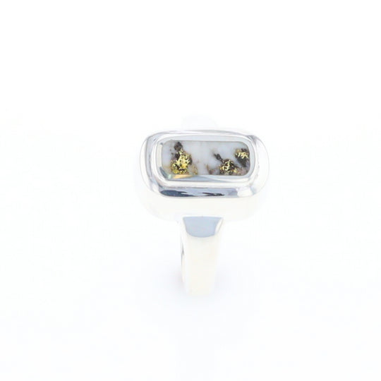 Sterling Silver Gold Quartz Inlaid Rectangular Ring - G3