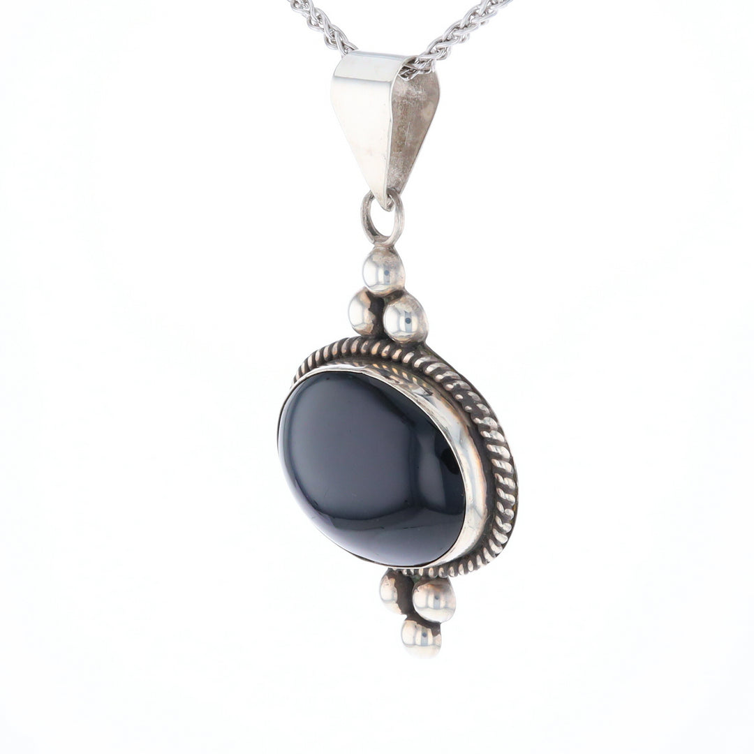 Bezel Set Onyx Beaded Pendant