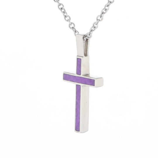 Sugilite 3 Section Inlaid Cross Pendant