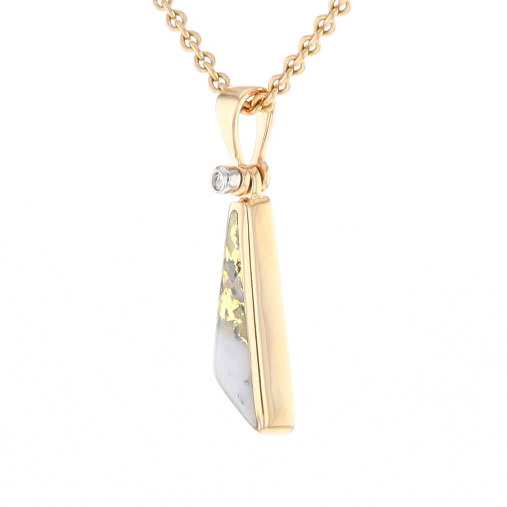 Triangular Gold Quartz Pendant - G2