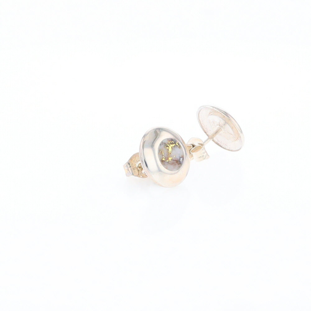 Sterling Silver Gold Quartz Inlaid Circle Stud Earrings - G3