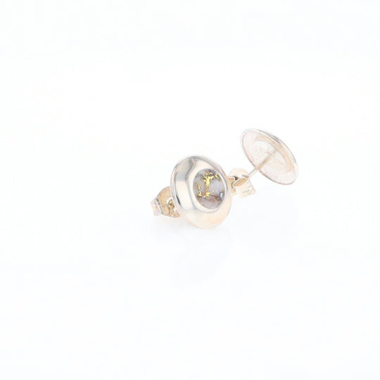 Sterling Silver Gold Quartz Inlaid Circle Stud Earrings - G3