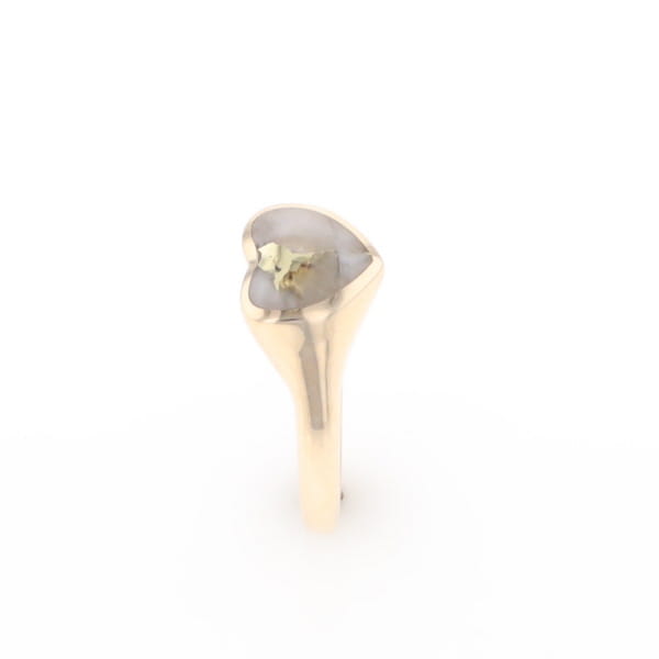 Gold Quartz Ring Heart Shape Inlaid Design