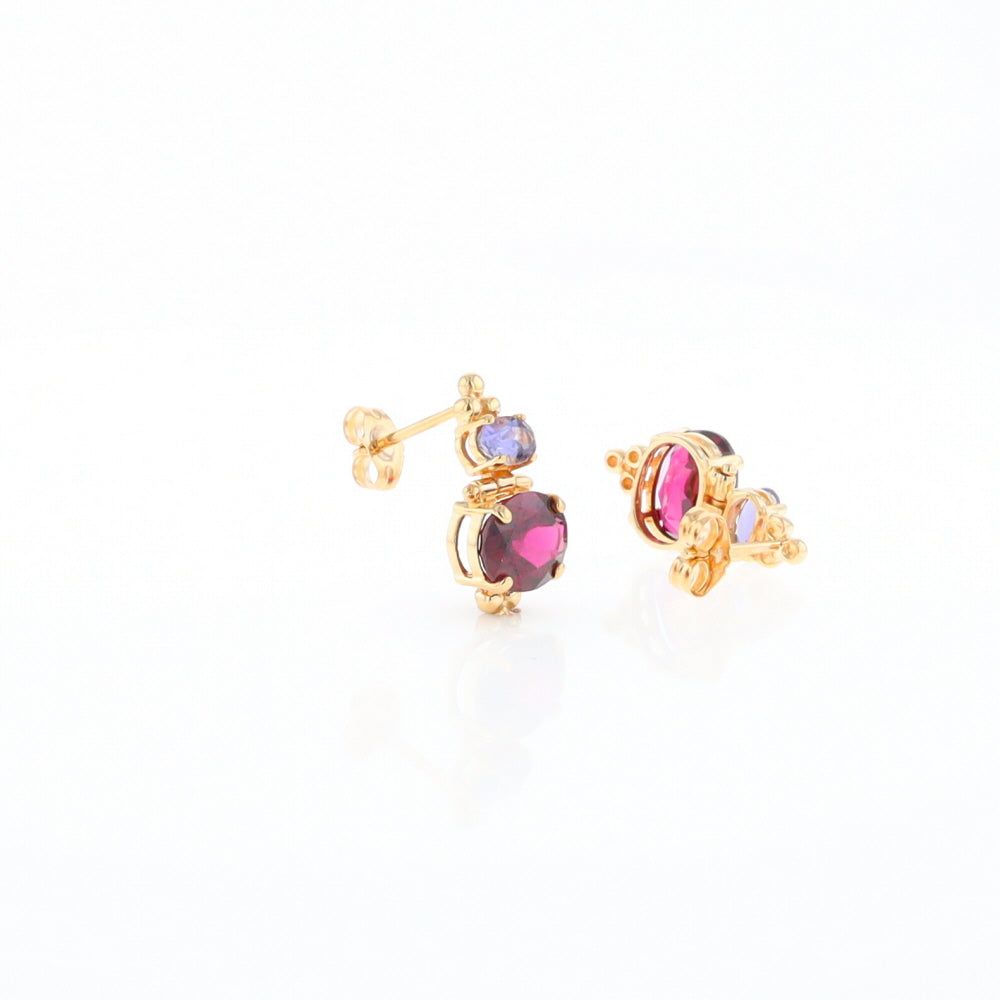 Garnet & Amethyst Dangle Earrings